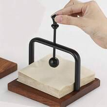 1 件木质和铝制台面餐巾架，带球重，咖啡厅风格纸巾分配器，木质底座纸巾架，适用于餐厅咖啡厅装饰、家居装饰，耐用、质朴、节省空间 - 彩色 - 查看 7