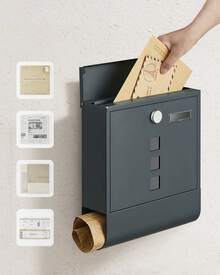 Boîte aux Lettres Murale, avec Serrure avec Couvercle Rotatif, Fenêtre de Visualisation, Porte-nom, Compartiment à Journaux, Montage Facile, 10 x 30,8 x 33,8 cm, Gris Anthracite - Gris foncé - Voir 4
