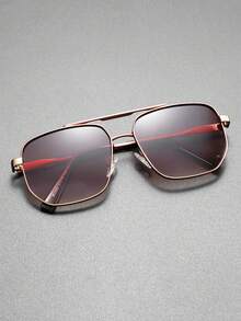 1 Pc Men's Classic Oversized Double Bridge Fashion Glasses, Stylish Fashion Eyewear Suitable For Driving, Travel, Casual, Outdoor Sports, Daily Wear - Multicolor - View 5