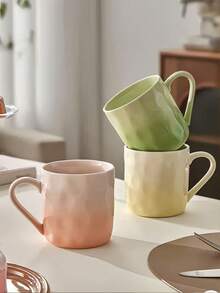 1pc High-Quality Ombre Pink Mug, Ceramic Coffee/Tea Cup For Home Use, Design-Driven Breakfast Cup, Couples Mugs Back To School - Multicolor - View 7