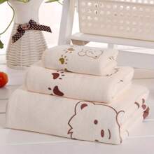3 PiecesSoft Absorbent Cartoon Bath Towels: Small, Medium, Large - Perfect Choice