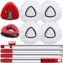 Local Delivery--Spin Mop Head And Brush Replacement Compatible With O Cedar EasyWring 1-Tank System, 4 Mop Replace Heads, 1 Handle, 1 Base And 1 Scrub Brush Combo Set 002
