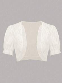 夏季女士镂空蕾丝短上衣，优雅泡泡短袖，女士服装