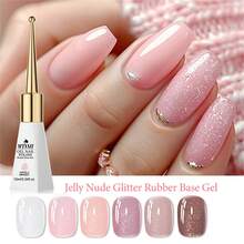 Mtssii 6支/套 10毫升 果冻裸粉色闪粉橡胶底油指甲油，加固凝胶，可卸除UV/LED指甲油，凝胶指甲油，不含酒精，光滑亮泽，DIY家用及美甲沙龙用品 - 彩色 - 查看 1