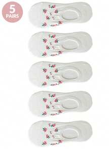 5/10 paires de chaussettes fines pour femmes au printemps et en été, chaussettes invisibles avec motifs de fruits de dessins animés, chaussettes basses blanches de type bateau, chaussettes à bouche peu profonde, chaussettes fines d'été à bouche peu profonde et invisibles de type bateau, chaussettes courtes