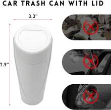 Car Trash Can Bin With Lid, Mini Leakproof Vehicle Side Door Cup Holder Trash Can With Lid, Multipurpose Organizer Portable Garbage Bin For Cup Holder Car Home Office (White) - 黑與白 - 查看 2