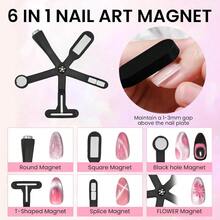 37 PCS Cat Eye Magnet Set 6 In 1 Nail Polish Magnets For Nail Polish Gel Hearts Flowers Magnets For Nails Nail Art DIY Design Supplies For Home SalonW10 - Black - View 2
