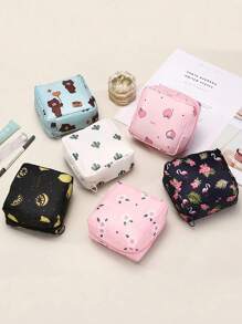 1pc Cute Cartoon Multi.Purpose Waterproof StorageBag-Big Capacity SanitaryNapkin Storage Bag CosmeticStorage Bag Student TravelEssentials Pencil Bag WalletStationery Storage Bag(ThePrinting Position Of ThePattern Is Not Fixed),BohoVibes