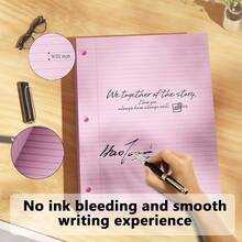 White Loose Leaf Paper 130 Sheets Filler Paper 8 * 10.5 College Ruled 3-Hole Punched 3-Ring Binders Notebook Lined 8 X 10.5 - Hồng 1 gói - Xem 4