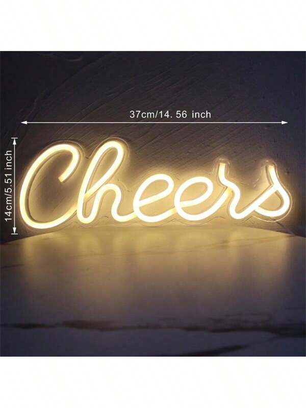Neonreclame met Cheers, LED-neonreclame voor wanddecoratie, neonreclame met USB-aansluiting voor feesten, thuis, kamer, club, bruiloften, kerstfeesten, bars, vrijgezellenfeesten en bierfeestdecoratie.