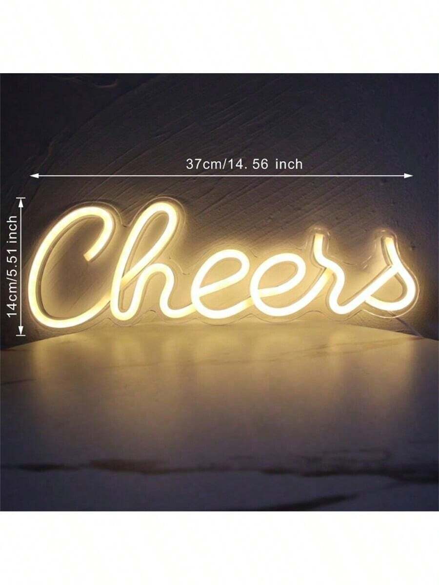 Insegna al neon "Brindisi", Insegna al neon a LED per decorazione da parete, alimentata tramite USB, adatta per feste, casa, stanza, matrimonio, Natale, festa, addio al celibato, bar, festa della birra