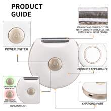 1 pieza Recargable Batería de 400mAh Removedor de vello eléctrico portátil de 3W para mujeres, Modelo RF-710 para eliminar vello corporal, facial y de las piernas, adecuado para viajes y exteriores