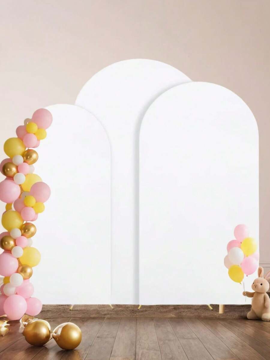 拱门背景，5 英尺、6 英尺、6.6 英尺、7.2 英尺婚礼拱门盖 2 面氨纶贴合面料拱门背景圆顶拱门背景面料适用于生日派对婚礼拱门支架装饰 - 白色（不含支架，仅含面料背景）