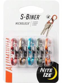 Nite Ize S-Biner MicroLock Stainless Steel - S-Biner With Locking Dual Sided - Keep Keys Secure With Carabiner Holder - Black (2 Pack) - New Colors Assorted - View 9