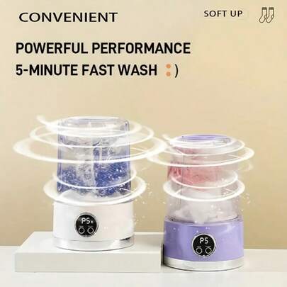 Wireless Portable Mini Washing Machine With Digital Display - USB Charging, Square Design, Suitable For Travel, Home And RV Use, Portable Washer, 1300mAh Battery Capacity