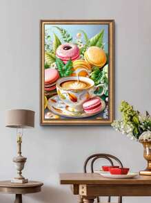 1 Pc Desserts And Coffee Diamond Painting Full Round Diamond Food Photos Embroidery DIY Kitchen Restaurant Decoration Handmade Hobby Gift - Green - View 5