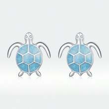 WOSTU 1 件 925 纯银时尚海星海龟耳环海洋系列耳环 CZ 镀铂金女士夏季派对珠宝礼物