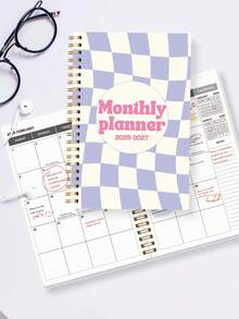 1本极简主义2026-2027年月计划笔记本，A5尺寸，附赠3张贴纸，24个月周/日计划，月视图，大面积书写和笔记区域，学生计划本，从2026年1月开始，学习用品，办公桌配件，2026年新年礼物 - 紫色 - 查看 7