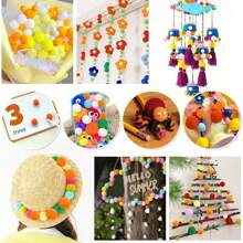 200 个橙黄色绒球 1 英寸工艺绒球艺术和工艺品用品，含 100 个活动眼珠，适用于 DIY 工艺品项目家居装饰