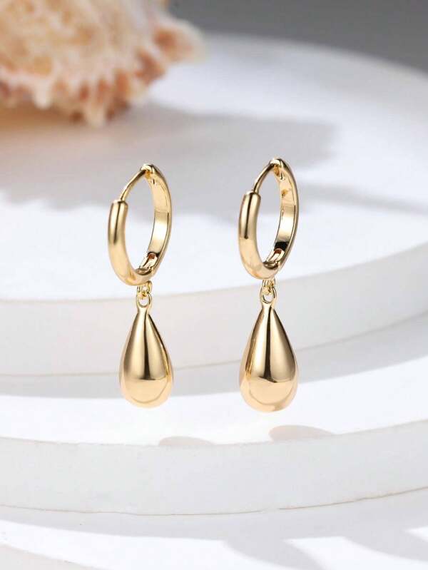 1 Pair Minimalist Geometric Water Drop Pendant Earrings, Fashion Jewelry Gift For Women, Date, Party