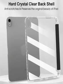 1 Stück klappbarer, multiwinkliger Ständer, kratzfest, bruchsicher, intelligenter Schlaf-Stylus-Halter, transparente TPU Weichkante Schutzhülle kompatibel mit iPad