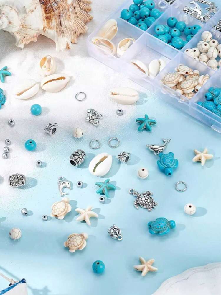 1 Set Ocean Summer Vacation Style Friendship Charm Bracelet Making Kit Clay Beads Set For Jewelry Bracelet Necklace Earring Making Diy Craft - Multicolor - View 7