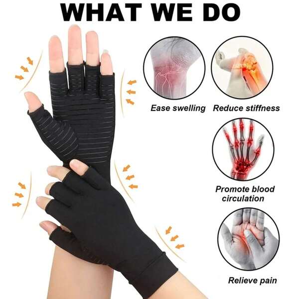 1PairArthritis Gloves Hand Support Wrist Brace For Swelling - Fingerless Gloves Carpal Tunnel Pain Wrist Support For Women Men