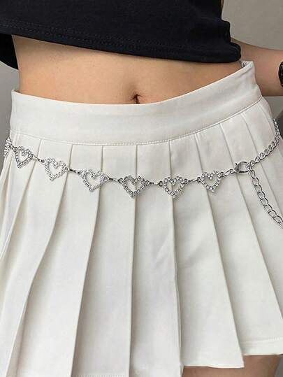 1 pezzo Catena da vita in lega con cristallo a forma di cuore, decorazione minimalista alla moda per abiti da donna