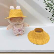 Sombrero de paja de 10-17 cm para muñeca, sombrero tejido con orejas, accesorio de decoración para muñecas, adecuado para ropa de muñeca, estilo campestre, adecuado para el Día de San Valentín, Navidad, Pascua, cumpleaños (muñeca no incluida)