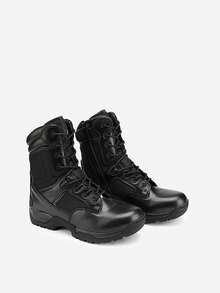Men's Military Tactical Work Boots Hiking Motorcycle Combat Bootie - Black - View 9