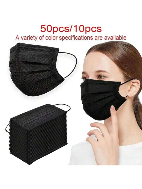 50pcs Disposable Face Masks,Available In A Variety Of Colors,Soft On Skin,3-Ply Facial Cover With Elastic Earloops - Perfect For Home,School,Office,Outdoors And Camping!