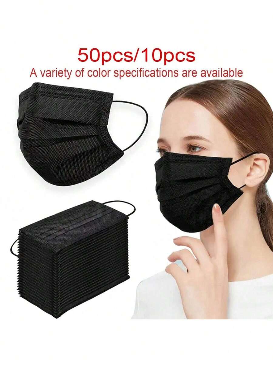 50pcs Disposable Face Masks,Available In A Variety Of Colors,Soft On Skin,3-Ply Facial Cover With Elastic Earloops - Perfect For Home,School,Office,Outdoors And Camping!