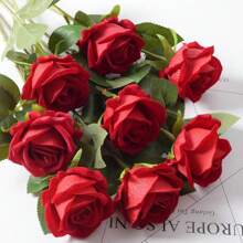 1pc/2pcs/5pcs Artificial Velvet Roses, Christmas Decor, Table Decor, Dining Room Decor, Room Decor, Home Decor, Bathroom Decor, Bedroom Decor, Wedding Decor, Office Decor, House Decor, Anniversary Decor, Beautiful Gift