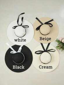 1 件，定制大檐太阳帽，沙滩太阳帽，个性化刺绣名字户外帽，单身派对沙滩帽，夏季防晒，面部和颈部防晒，时尚沙滩草帽，伴娘沙滩帽，定制女士太阳帽，单身派对，蜜月，泳池，婚礼装饰礼物 - 彩色 - 查看 9