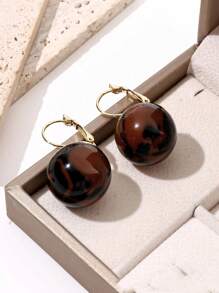 1 Par de Brincos Argola Redonda de Resina com Estampa de Leopardo para Mulheres, Disponíveis em 7 Cores, Adequados para Uso Diário, Festas ou Estilo de Rua