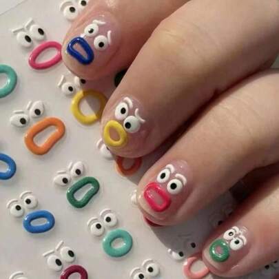 5 piezas Pegatinas decorativas con forma de monstruo para fiestas, calcomanías de arte de uñas, regalos de fiesta para uñas, suministros de uñas