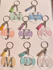 Back To School Pastel Coloured Acrylic Initial & Name Keyring, - Keychain - Bag Charm - Stocking Filler- Gift,Keychain,Personalised Gifts,Keyring,Keychains,Gifts For Boyfriend,Boyfriend Gifts,Customised Gifts,Personalised Keyring,Personalised,Custom Keychain - Tassel Keychain - View 7