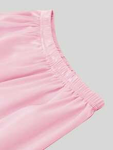 Tween Girl Light Pink Single-Breasted Short Sleeve Top And Shorts Pajama Set - Multicolor - View 6