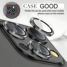 BOLLYMORE 6片装黑色金属环摄像头镜头保护膜，兼容 17 Pro Max / 17 Pro / 17 Air / 17 / 16 Pro Max / 16 Pro / 15 Pro Max / 15 Pro / 14 Pro / 13 Pro / 12 Pro / 11 Pro Max：9H硬度钢化玻璃 - 兼容手机壳，防指纹涂层，奢华美观，提升夜间拍摄效果（无气泡，兼容闪光灯，高清晰度） - 6pcs - 查看 3