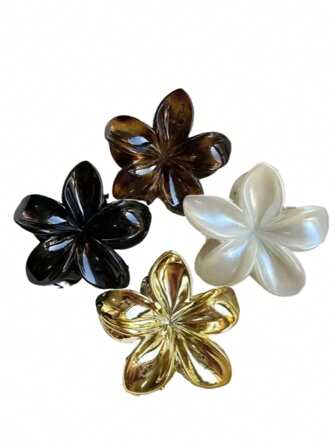 4pcs 2.36in/6cm Big Acrylic Floral Hair Claw Clip, Elegant Chic Personalized Bun Holder, Versatile Decoration Accessory, Sweet Casual Hairstyle Decor Hair Clips Hair Jaw Clip Hair Clamps Hair Clutch Hair Catcher Clip