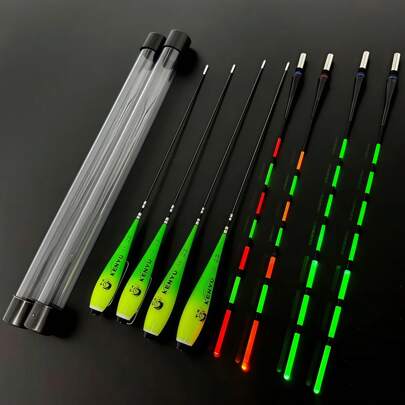 1套夜钓浮标夜光钓鱼救生艇，鱼竿报警灯救生艇夜光棒夜钓钩咬钩指示器，IPX7防水