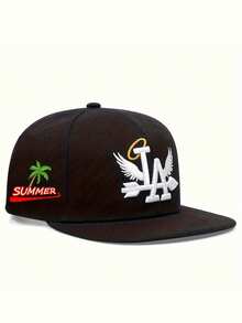 1pc Embroidered LA Hot-Stamping Flat Brim Baseball Cap, Outdoor Adjustable UV Protection Casual Hat Suitable For Spring Autumn Travel Beach Holiday, Men"S Sun Hat, Y2K Style - Baseball Cap - View 29
