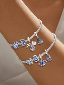 1 peça de pingente de olho de diabo azul moderno para pulseiras femininas, braceletes, joias faça você mesmo e decoração de joias combinando com roupas do dia a dia para meninas