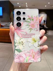 1 pieza Funda de teléfono transparente y a prueba de golpes de TPU con anillo con flor de lirio de colores, compatible con iPhone Xs/Xs Max/Xr/11 12 13 14 15 16 Pro/Pro Max/14 15 16 Plus, Nothing, Pixel, INFINIX, Serie Redmi, que puede regalarse a la pareja y amigos