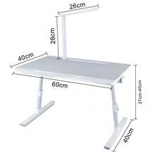 Lapdesk Foldable Laptop Bedside Table With Drawer, Height And Angle Adjustable, 60*40*27-40cm - 灰色 - 查看 7