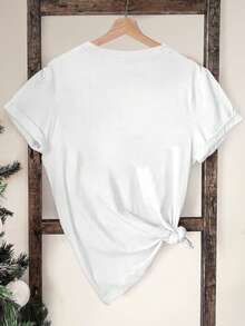 1pcsWomen's  T-Shirt - Heather Gray With  Heart Graphic, Soft Everyday Casual Tee For Women, Sizes S-XXL - Perfect For Everyday & Special Occasions180g-Versatile 100% Cotton Women's Casual T-Shirt - Easy-Matching Wardrobe Staple - 白色 - 查看 2