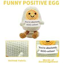 1 pieza Mini muñeca divertida, muñeca de ganchillo linda con tarjeta positiva, juguete de punto suave para decoración que sirve de aliento y apoyo como regalo de Navidad, cumpleaños o para amigos, decoración de habitación