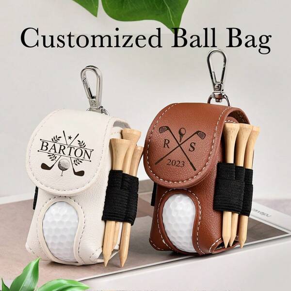 Personalized Golf Ball Bag, Mini Golf Ball Holder, Leather Golf Ball Bag, Stylish Pouch For Golf Balls, Tees Holder, Great Golf Gifts