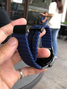 18mm, 20mm, 22mm Silikon Magnetisches Uhrenarmband, kompatibel mit Samsung Galaxy Watch 3/4/5/6/7, Uhrenarmband GT6/5/4/3, Garmin, Amazfit und andere Marken Uhren - Mitternachtsblau - Übersicht 2