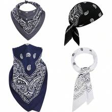 4 Pcs Cotton 27" X 27" Large Bandanas For Men  Women Multi Purpose Bandana Headbands Square Head Scarf - 多色-4 - 查看 5